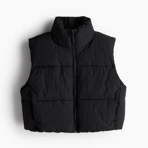 H&M Divided Black Cropped Puffer Vest - Size Small